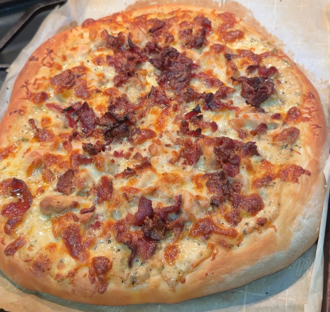 Chicken, Bacon, Garlic Parmesan Pizza